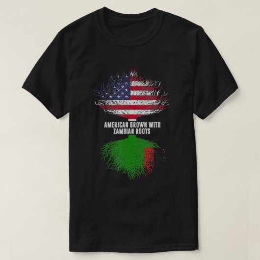 American Grown with Zambian Roots USA Flag Zambia  Tシャツ (デザイン正面)