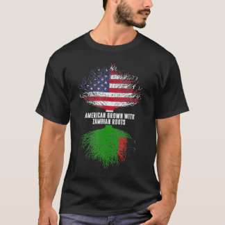 American Grown with Zambian Roots USA Flag Zambia  Tシャツ