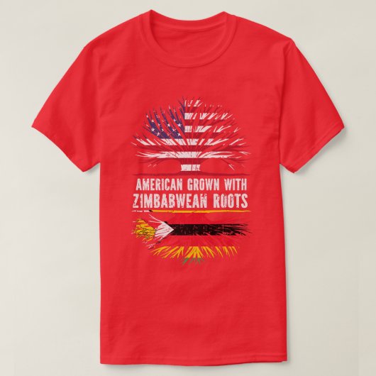 American Grown with Zimbabwean Roots USA Flag Zimb Tシャツ (デザイン正面)