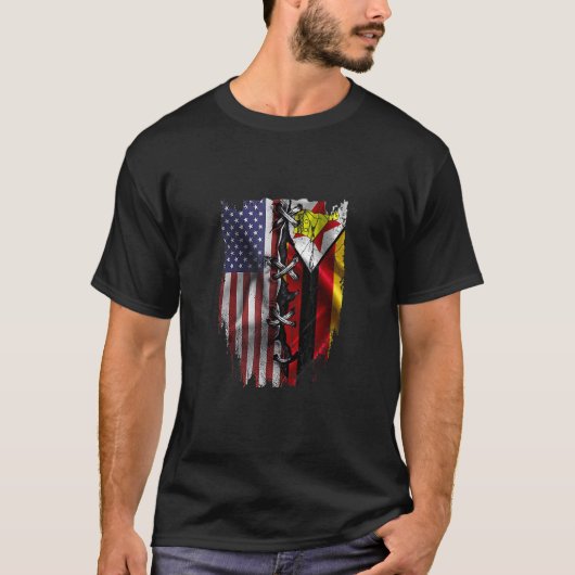 American Grown Zimbabwean Roots USA Zimbabwe Flag Tシャツ (正面)