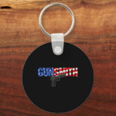 American Gunsmith Patriot Usa Flag Retro Style Gun キーホルダー (正面)