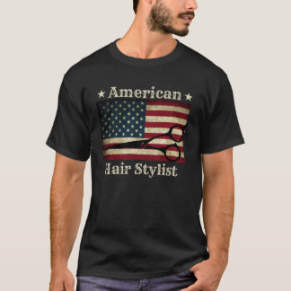 American Hair Stylist  Shears Tools American Flag  Tシャツ