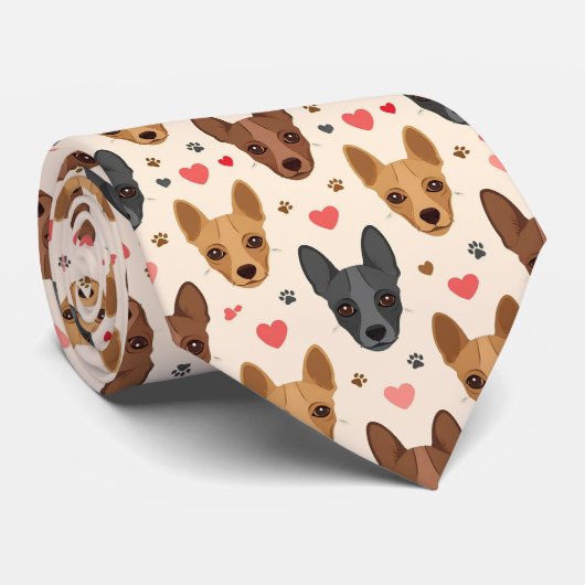 American Hairless Terrier Valentine Hearts Pattern ネクタイ (ロール)