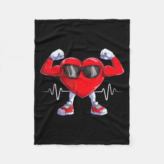 American Heart Disease Awareness Heart Month Heart フリースブランケット (正面)