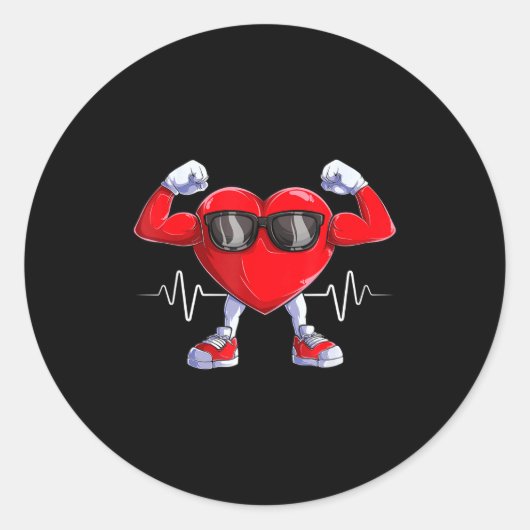 American Heart Disease Awareness Heart Month Heart ラウンドシール (正面)