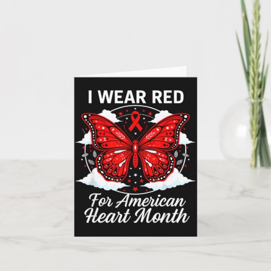 American Heart Disease Awareness Month Ribbon Red カード (正面)