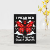 American Heart Disease Awareness Month Ribbon Red カード (黄色い花)