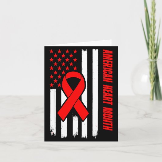 American Heart Disease Awareness Month Ribbon Red  カード (正面)