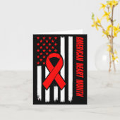 American Heart Disease Awareness Month Ribbon Red  カード (黄色い花)