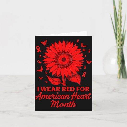 American Heart Disease Awareness Month Ribbon Red  カード (正面)