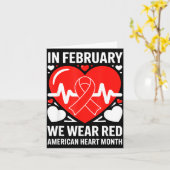 American Heart Disease Awareness Month Ribbon Red  カード (黄色い花)