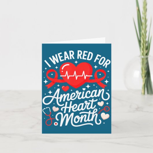American Heart Disease Awareness Month Ribbon Red カード (正面)