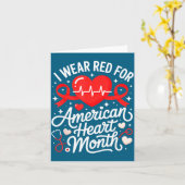 American Heart Disease Awareness Month Ribbon Red カード (黄色い花)
