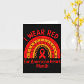 American Heart Disease Awareness Month Ribbon Red  カード (黄色い花)