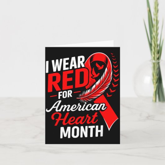 American Heart Disease Awareness Month Ribbon Red  カード (正面)