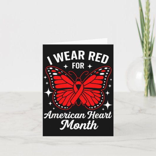 American Heart Disease Awareness Month Ribbon Red  カード (正面)