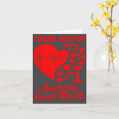American Heart Disease Awareness Month Ribbon Red カード (黄色い花)