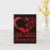 American Heart Disease Awareness Month Ribbon Red カード (黄色い花)