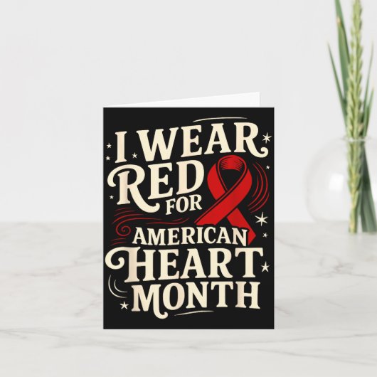 American Heart Disease Awareness Month Ribbon Red  カード (正面)