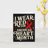 American Heart Disease Awareness Month Ribbon Red  カード (黄色い花)