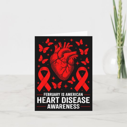 American Heart Disease Awareness Month Ribbon Red  カード (正面)