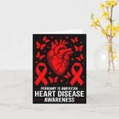 American Heart Disease Awareness Month Ribbon Red  カード (黄色い花)