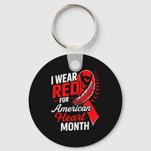 American Heart Disease Awareness Month Ribbon Red キーホルダー (正面)