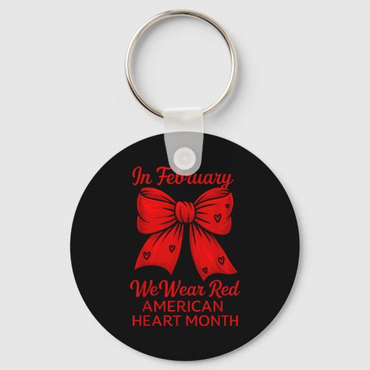 American Heart Disease Awareness Month Ribbon Red  キーホルダー (正面)