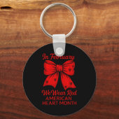 American Heart Disease Awareness Month Ribbon Red  キーホルダー (正面)
