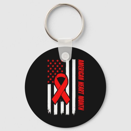 American Heart Disease Awareness Month Ribbon Red キーホルダー (正面)