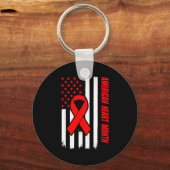 American Heart Disease Awareness Month Ribbon Red キーホルダー (正面)