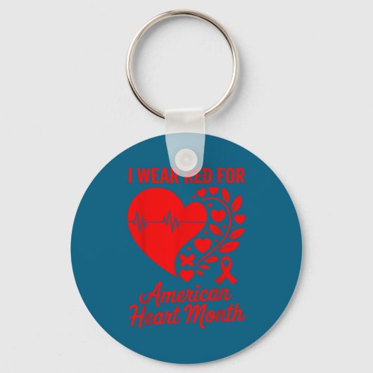 American Heart Disease Awareness Month Ribbon Red  キーホルダー (正面)