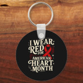 American Heart Disease Awareness Month Ribbon Red  キーホルダー (正面)