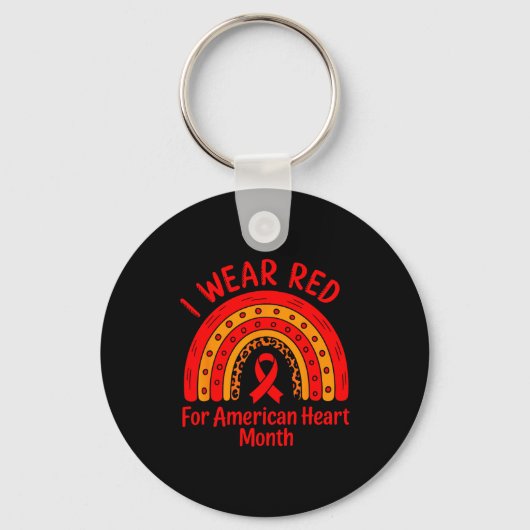American Heart Disease Awareness Month Ribbon Red  キーホルダー (正面)