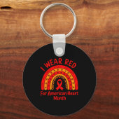American Heart Disease Awareness Month Ribbon Red  キーホルダー (正面)