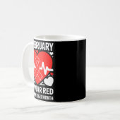 American Heart Disease Awareness Month Ribbon Red  コーヒーマグカップ (正面左)