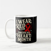 American Heart Disease Awareness Month Ribbon Red コーヒーマグカップ (左)