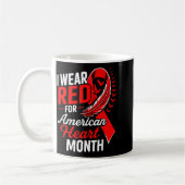 American Heart Disease Awareness Month Ribbon Red  コーヒーマグカップ (左)