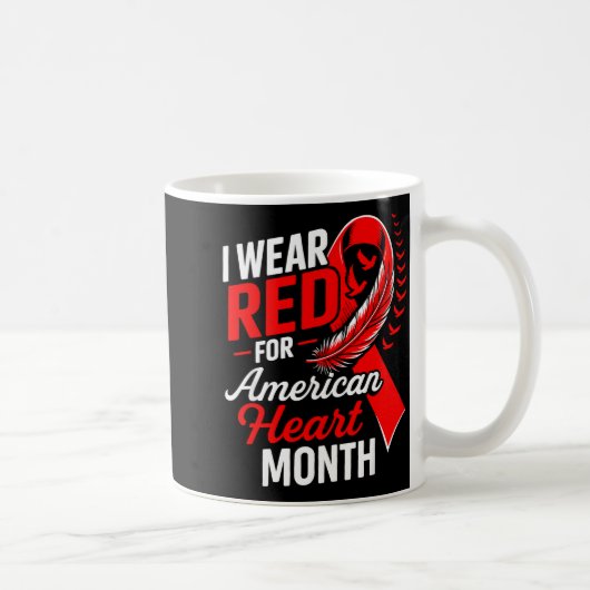 American Heart Disease Awareness Month Ribbon Red  コーヒーマグカップ (右)