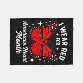 American Heart Disease Awareness Month Ribbon Red  フリースブランケット (正面(横))