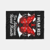 American Heart Disease Awareness Month Ribbon Red  フリースブランケット (正面(横))