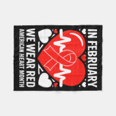 American Heart Disease Awareness Month Ribbon Red  フリースブランケット (正面(横))