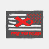 American Heart Disease Awareness Month Ribbon Red  フリースブランケット (正面(横))