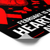 American Heart Disease Awareness Month Ribbon Red  ポスター (角)