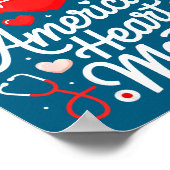 American Heart Disease Awareness Month Ribbon Red  ポスター (角)