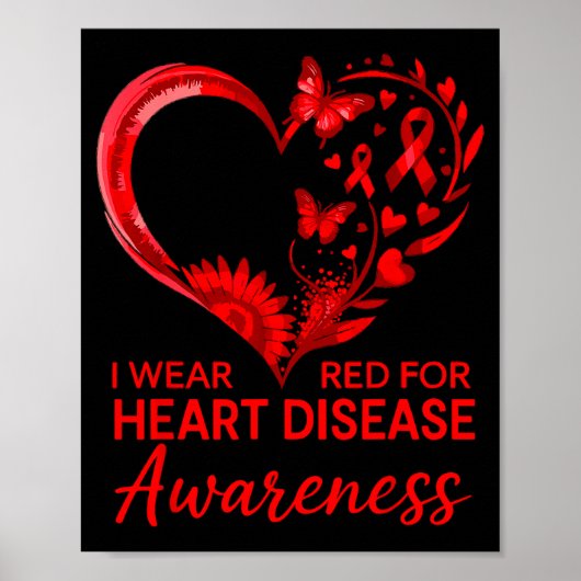 American Heart Disease Awareness Month Ribbon Red  ポスター (正面)