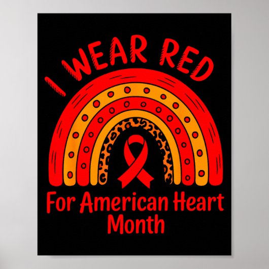 American Heart Disease Awareness Month Ribbon Red  ポスター (正面)