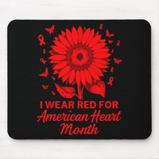 American Heart Disease Awareness Month Ribbon Red  マウスパッド (正面)