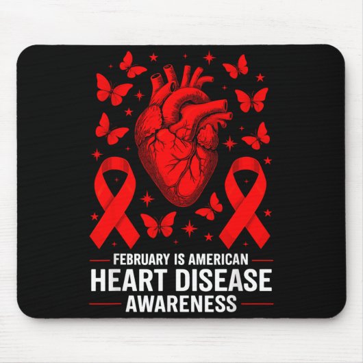 American Heart Disease Awareness Month Ribbon Red  マウスパッド (正面)
