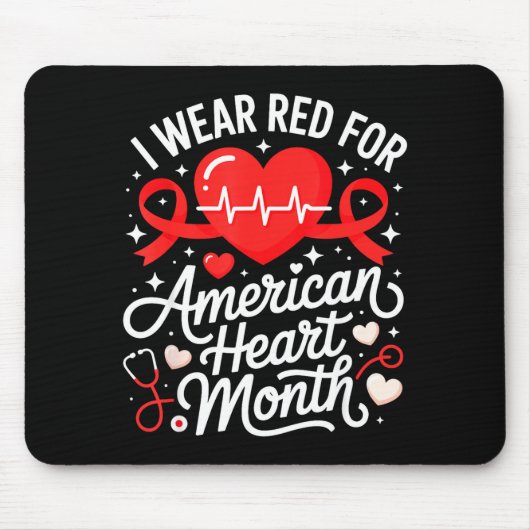 American Heart Disease Awareness Month Ribbon Red  マウスパッド (正面)